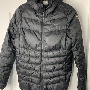 Puma Women’s Black Quilted Hooded Jacket – Size Small – Classic Athletic Style
